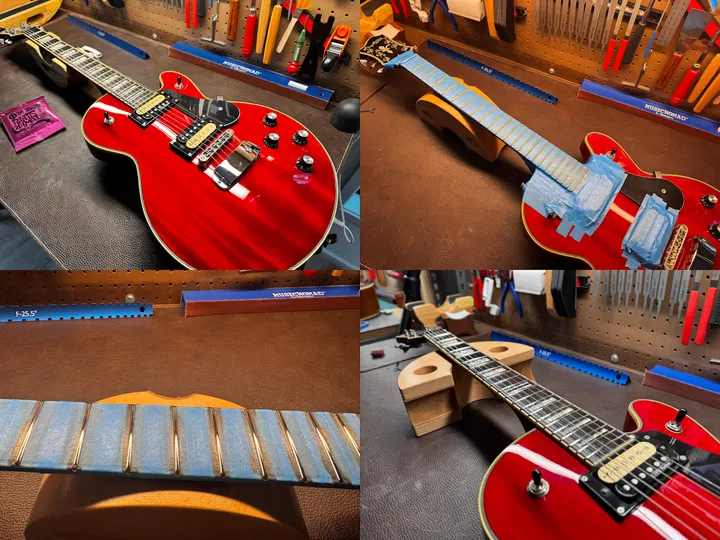 Guitar repair and setup at The Guitar Surgeon workshop, Auckland — May 2026