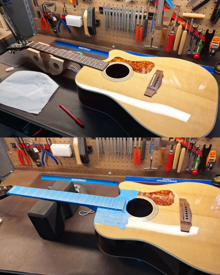Guitar repair and setup at The Guitar Surgeon workshop, Auckland — June 2026