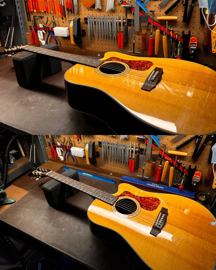 Guitar repair and setup at The Guitar Surgeon workshop, Auckland — June 2026