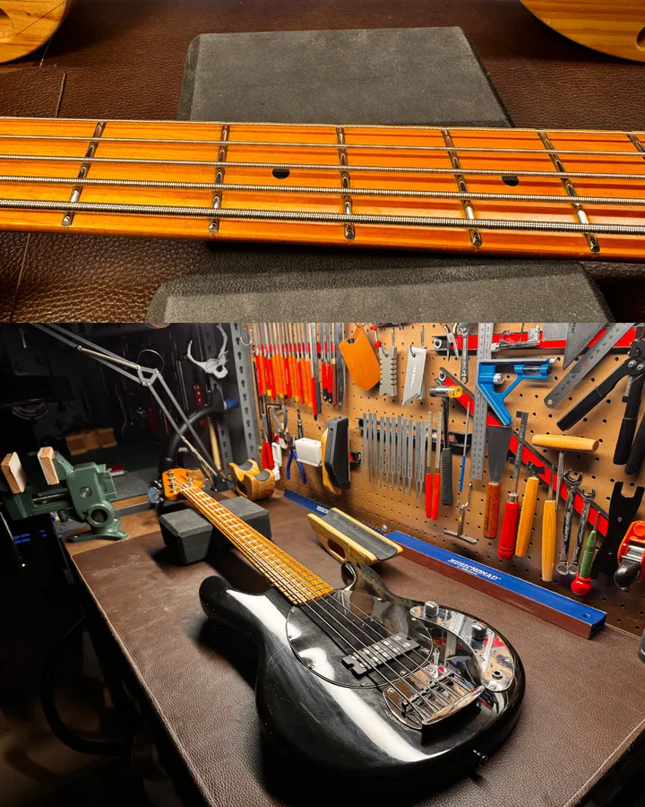 Guitar repair and setup at The Guitar Surgeon workshop, Auckland — June 2026