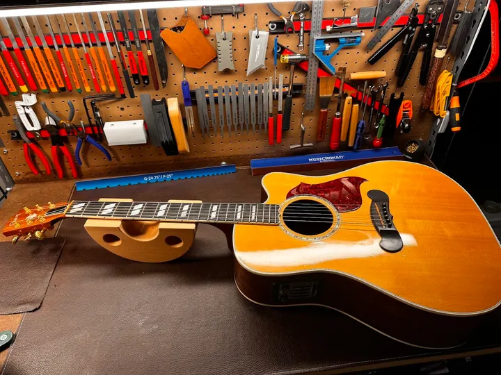 Guitar repair and setup at The Guitar Surgeon workshop, Auckland — July 2026